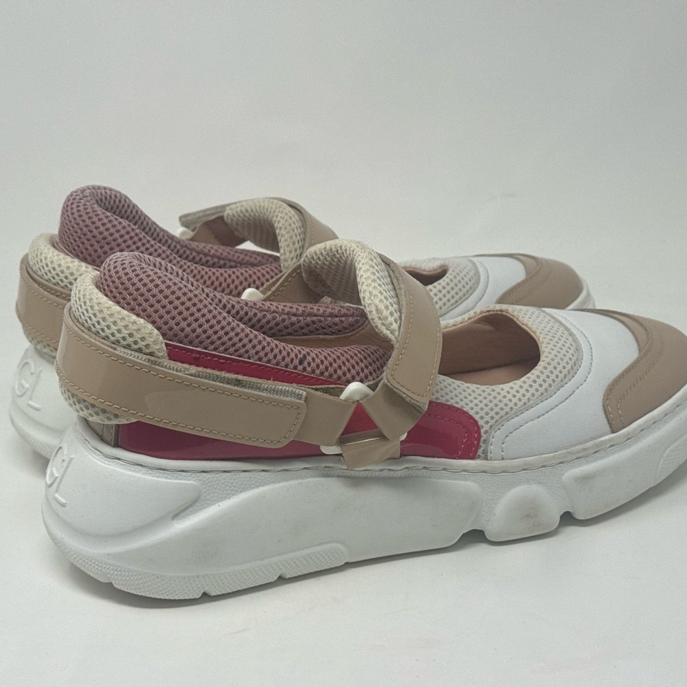 Stylish Beige and White Sneakers with Pink Accents made in Italy